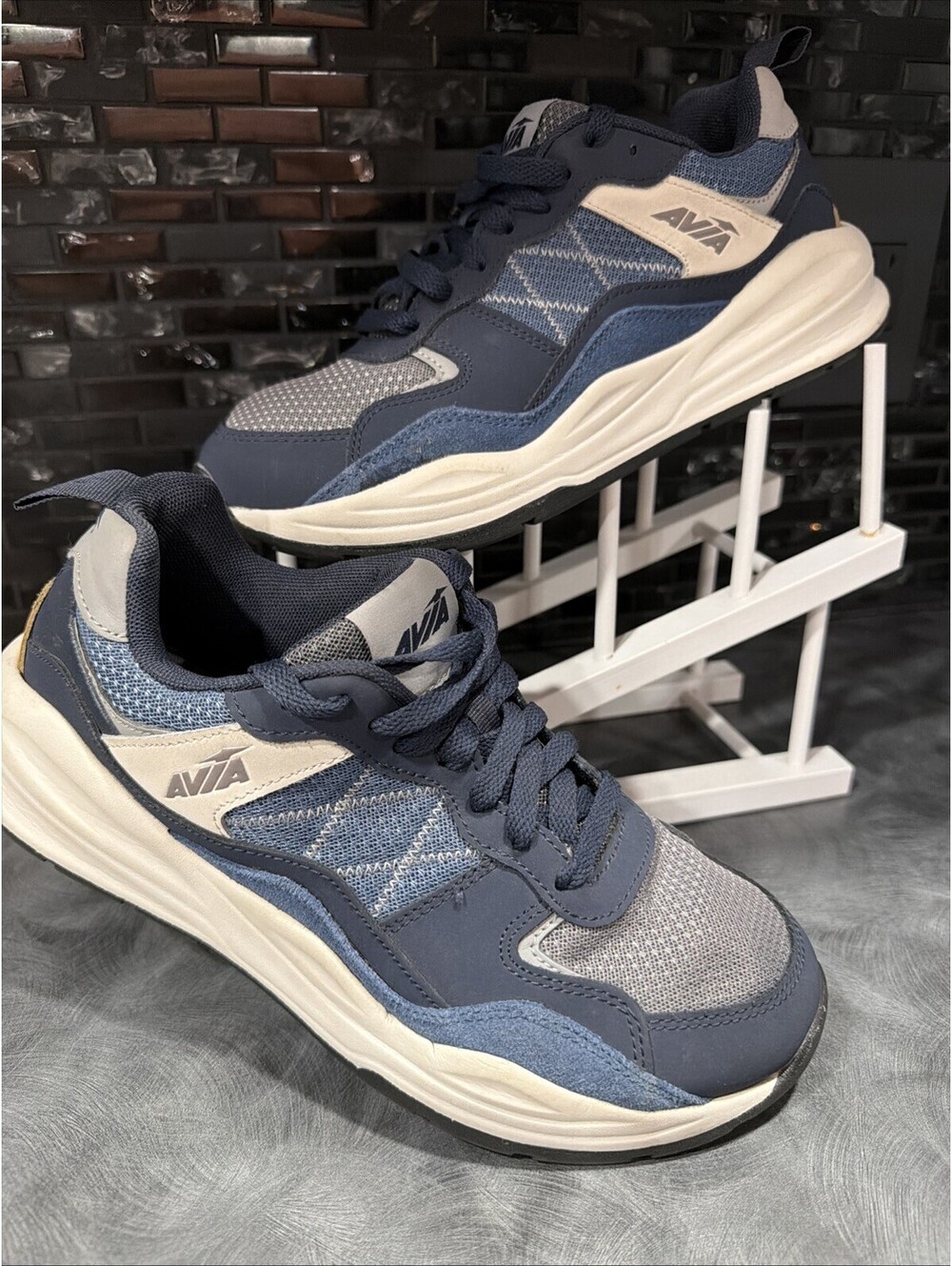 Avia Cantilever Shoes Sneakers Men’s Blue White Athletic Trainers Walking Sz 8